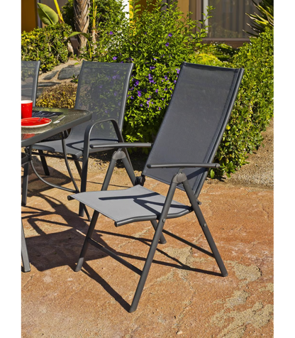 Sillón-tumbona Apilable Terraza Jardín Sulam-5 Acero /textilen Gris Antracita, 100 Cm(al_4