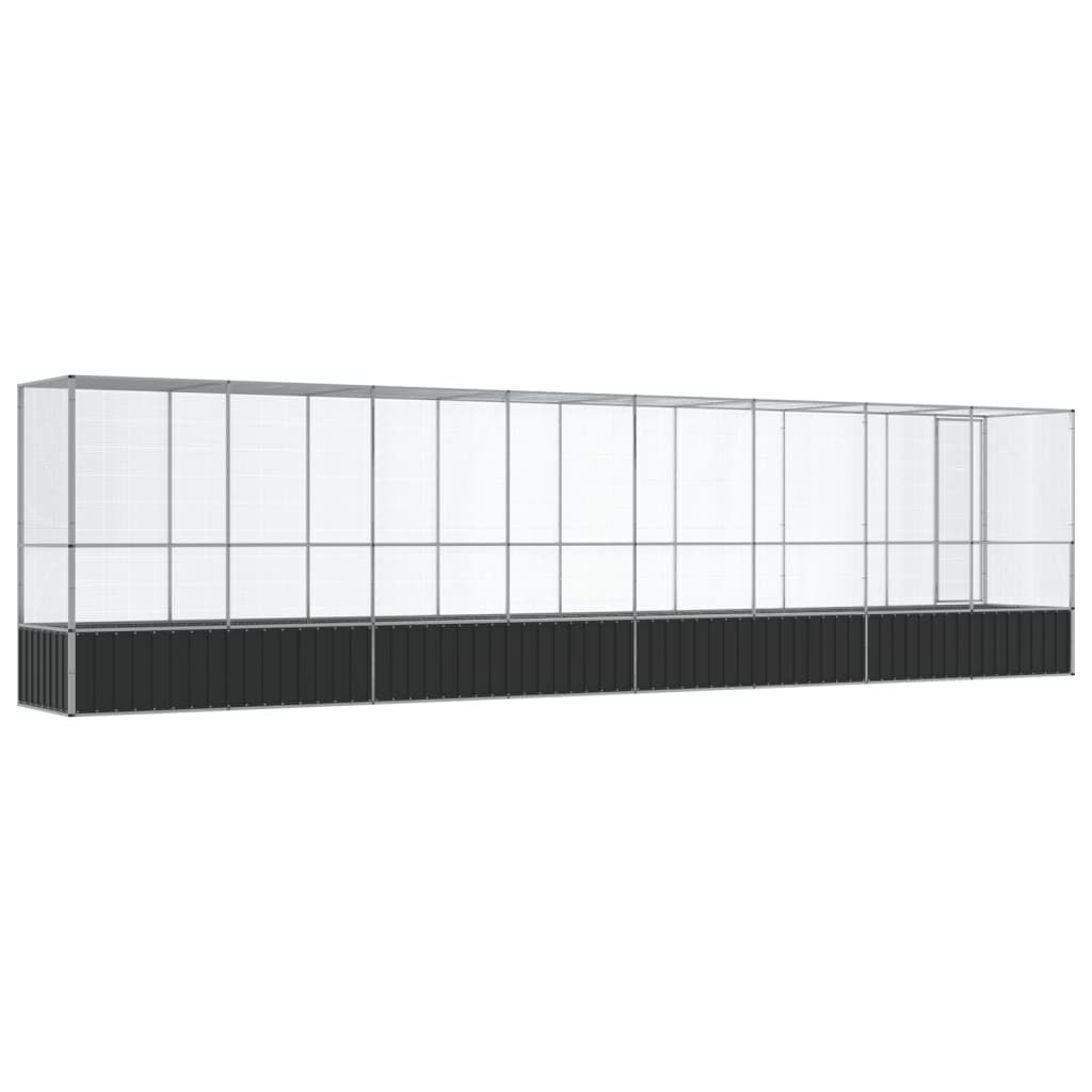 Vidaxl Pajarera Con Extensión De Acero Color Plateado 834,5x107x212 Cm_4