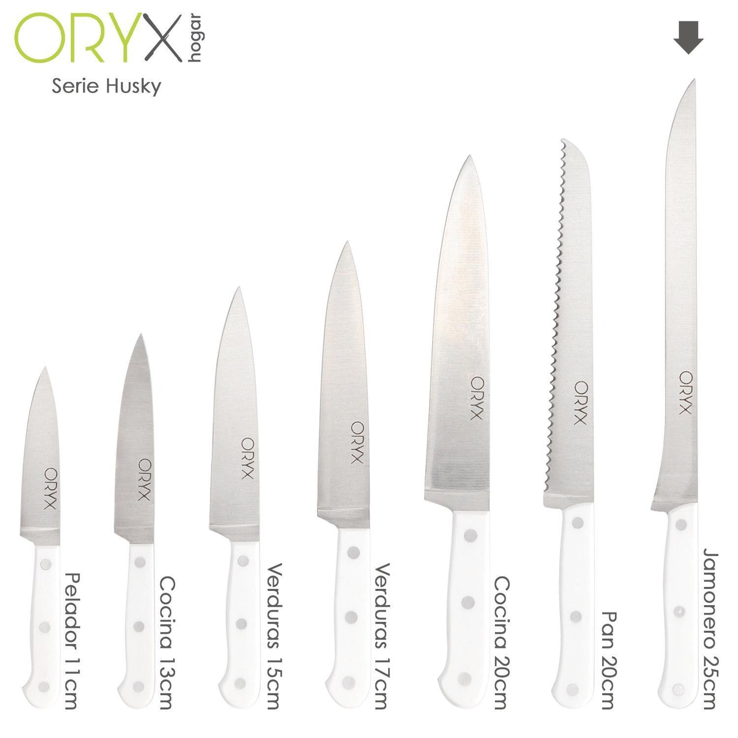 Cuchillo Husky Jamonero 25 Cm. Hoja Acero Inoxidable, Cuchillo Jamon, Cuchillo Cortar Jamon Mango Ergonomico Blanco_2