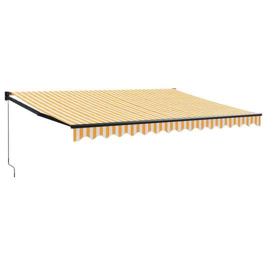 Toldo Retráctil Aluminio Y Tela Amarillo Y Blanco 4,5x3 M_0