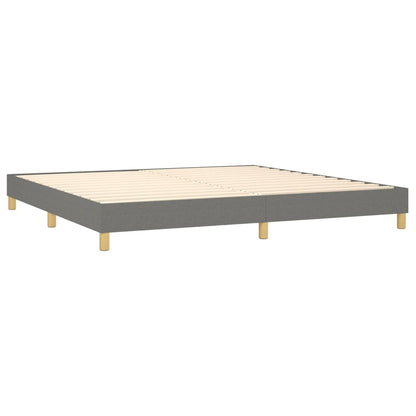Cama Box Spring Con Colchón Y Led Tela Gris Oscuro 200x200 Cm / Vetonek_4
