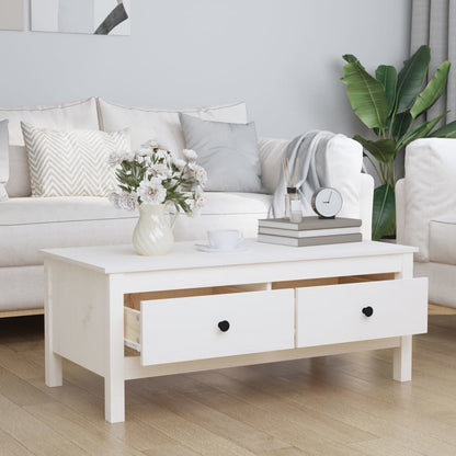 Mesa De Centro De Madera Maciza De Pino Blanco 100x50x40 Cm_1