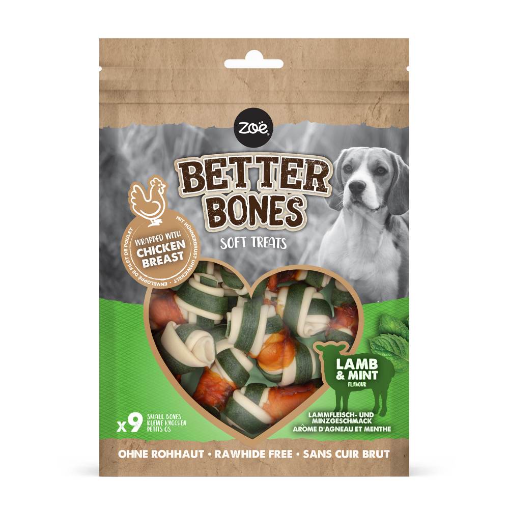 Huesos envueltos para perros Better Bones sin cuero con Cordero 7,5 cm 9 uds Zoë