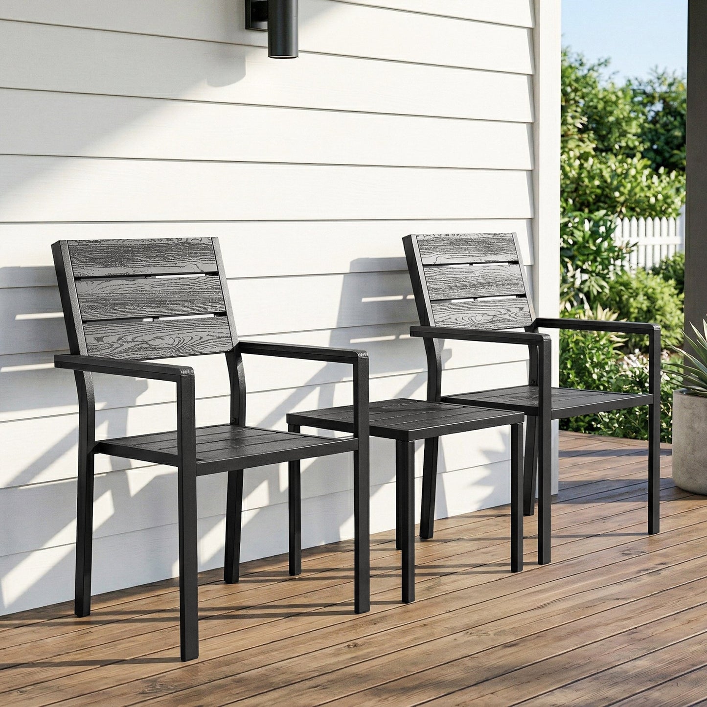 Outsunny Conjunto Jardín Exterior De 3 Piezas Con 2 Sillas Y Mesa De Hdpe Negro_1