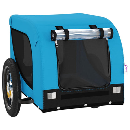 Vidaxl Remolque De Bicicleta Mascotas Hierro Tela Oxford Azul Negro_3