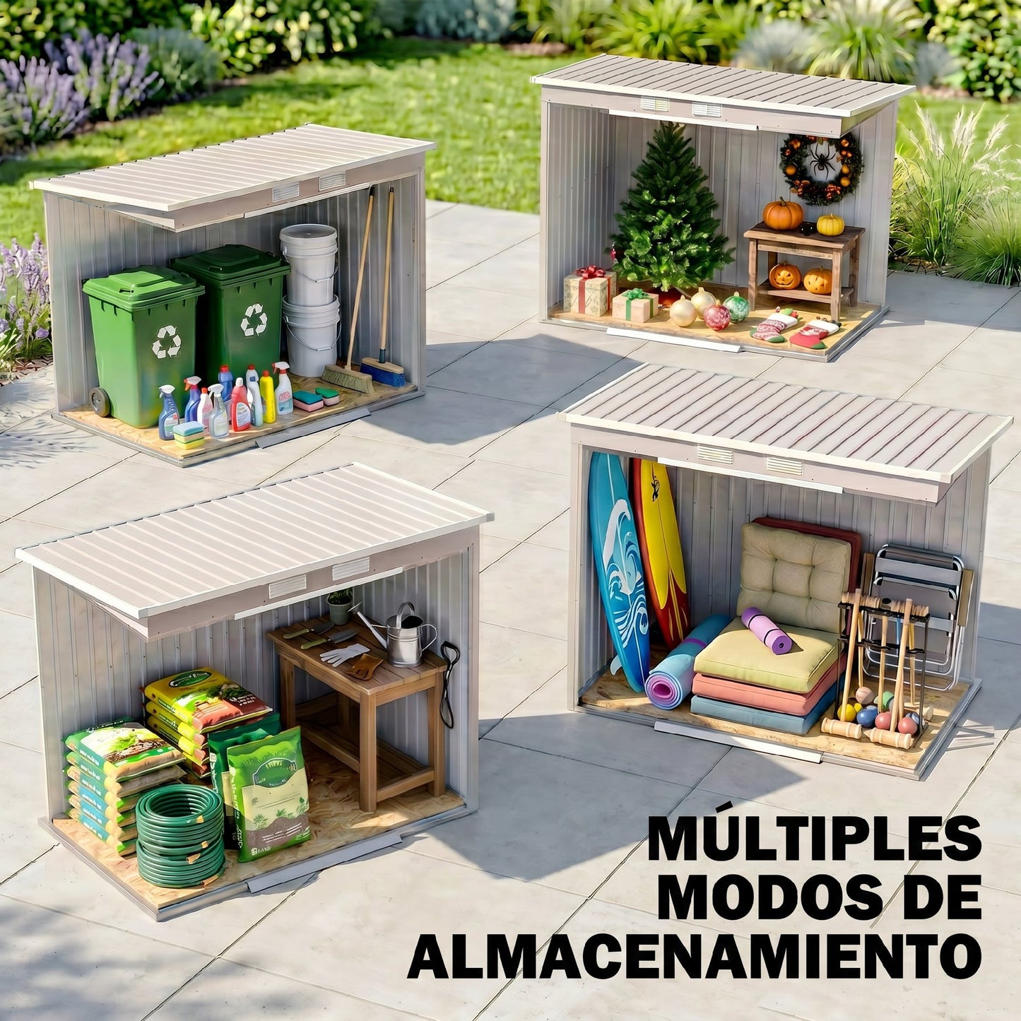 Outsunny Caseta De Jardín Exterior 2,42 M² 213x130x172 Cm Con Puerta Corredera_3