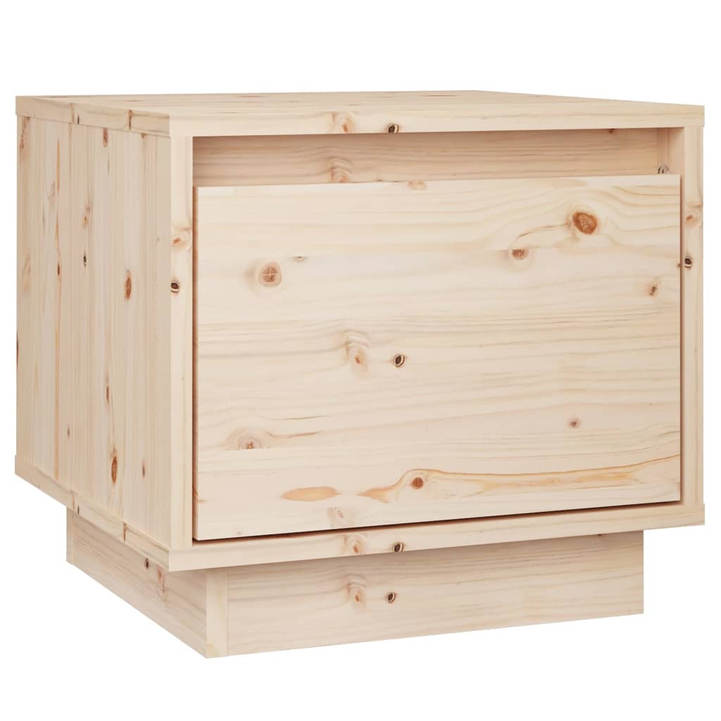 Mesita De Noche Madera Maciza De Pino 35x34x32 Cm_0