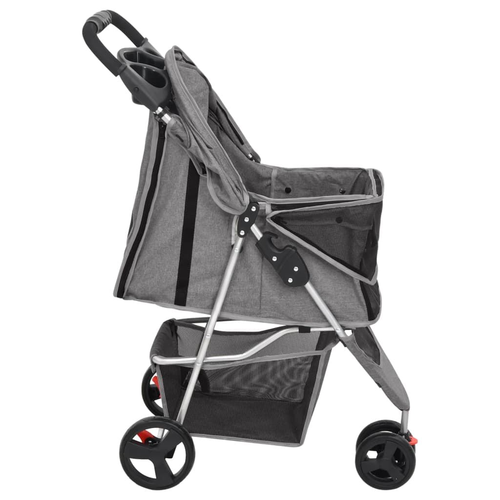 Vidaxl Cochecito Para Perros Plegable Tela Oxford Gris 80x46x98 Cm_4