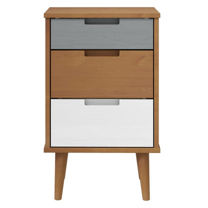 Mesita De Noche Molde Madera Maciza De Pino Marrón 40x35x65 Cm_2