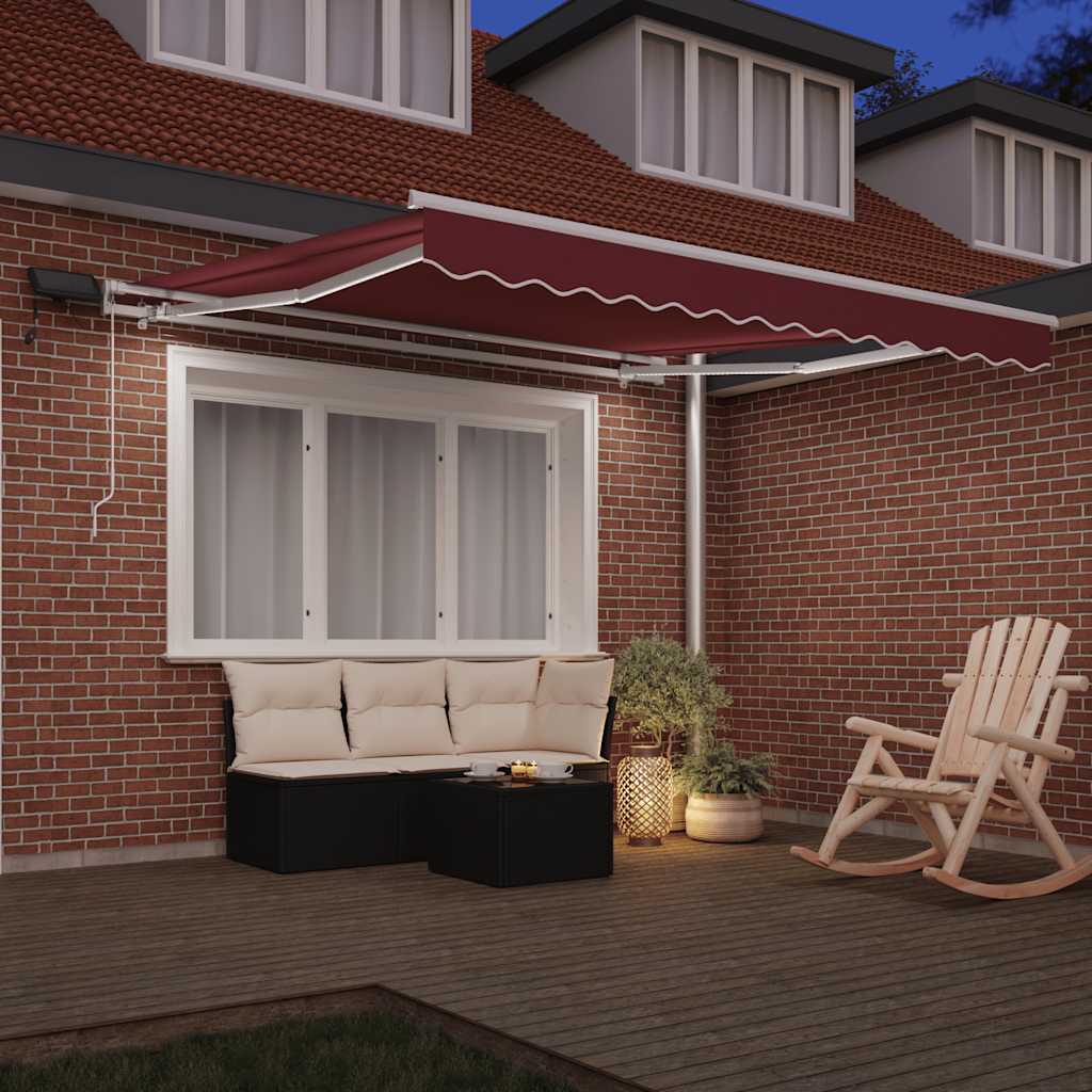 Toldo Retráctil Manual Con Luces Led Burdeos 300x250 Cm_2