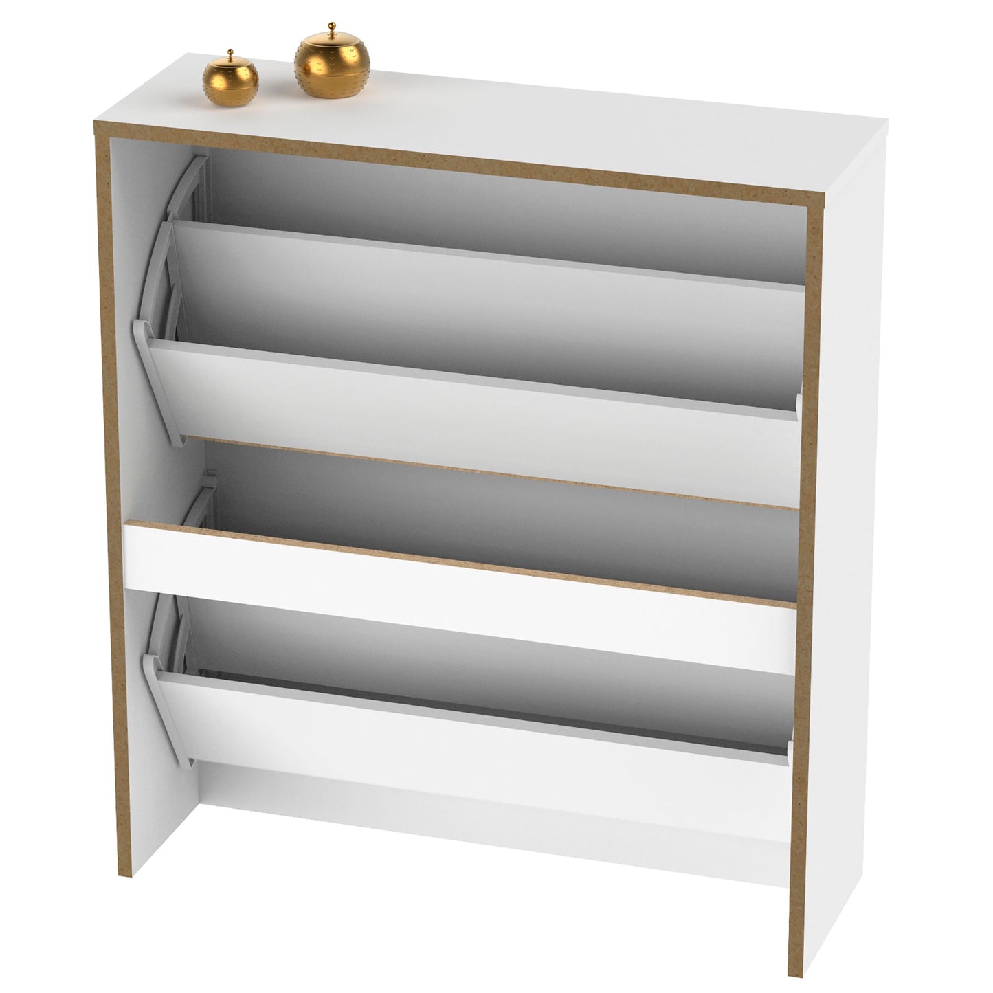Zapatero Entrada Recibidor, Mueble Auxiliar Estrecho Zapatos, 2 Puertas, Madera 82x74x25 Cm, Briebe, Nova, Blanco_5