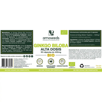 Ginkgo Biloba Bio, Alta Dosis | 90 Cápsulas_4
