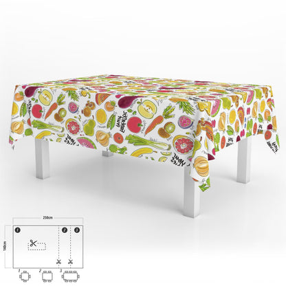 Mantel Hule Rectangular Frutas Fantasia Impermeable Antimanchas Pvc 140x250 Cm.  Recortable Uso Interior Y Exterior_0