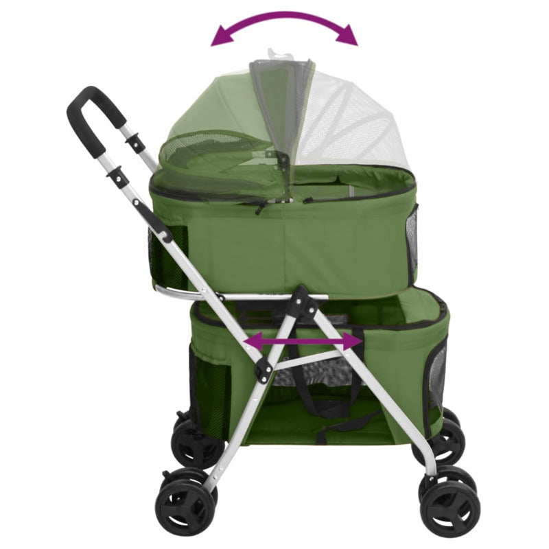 Vidaxl Cochecito Doble De Perros Plegable Tela Oxford Verde 83x48x97cm_5