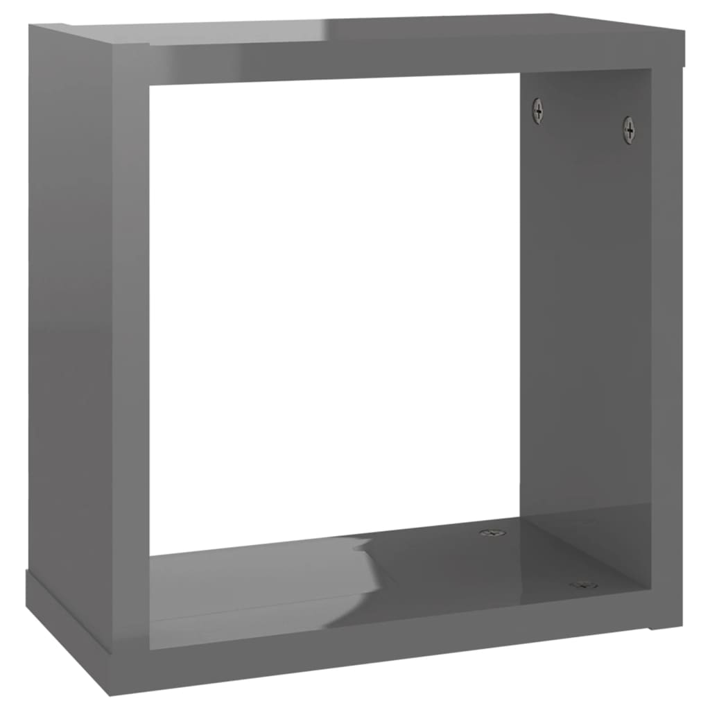 Estantes Cubo De Pared 4 Unidades Gris Brillo 30x15x30 Cm / Vetonek_0