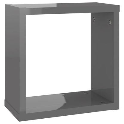 Estantes Cubo De Pared 4 Unidades Gris Brillo 30x15x30 Cm / Vetonek_0