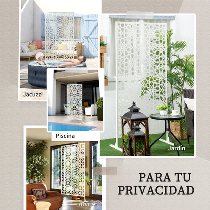 Outsunny Biombo Para Exterior De 3 Piezas Con Diseño De Copo De Nieve Blanco_5