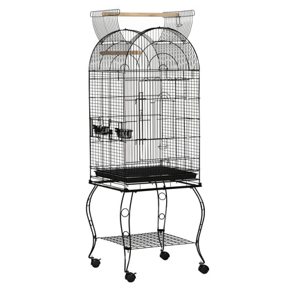 Pawhut Jaula Para Pájaros Con Soporte Con Ruedas Bandeja Extraíble Y 2 Comederos_0