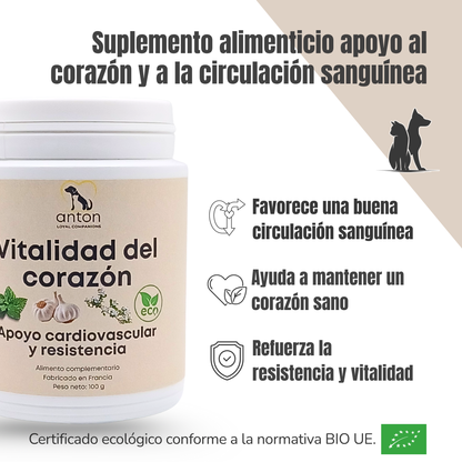 Suplemento natural para perros y gatos – Fórmula Vitalidad del Corazón ECO 100 g