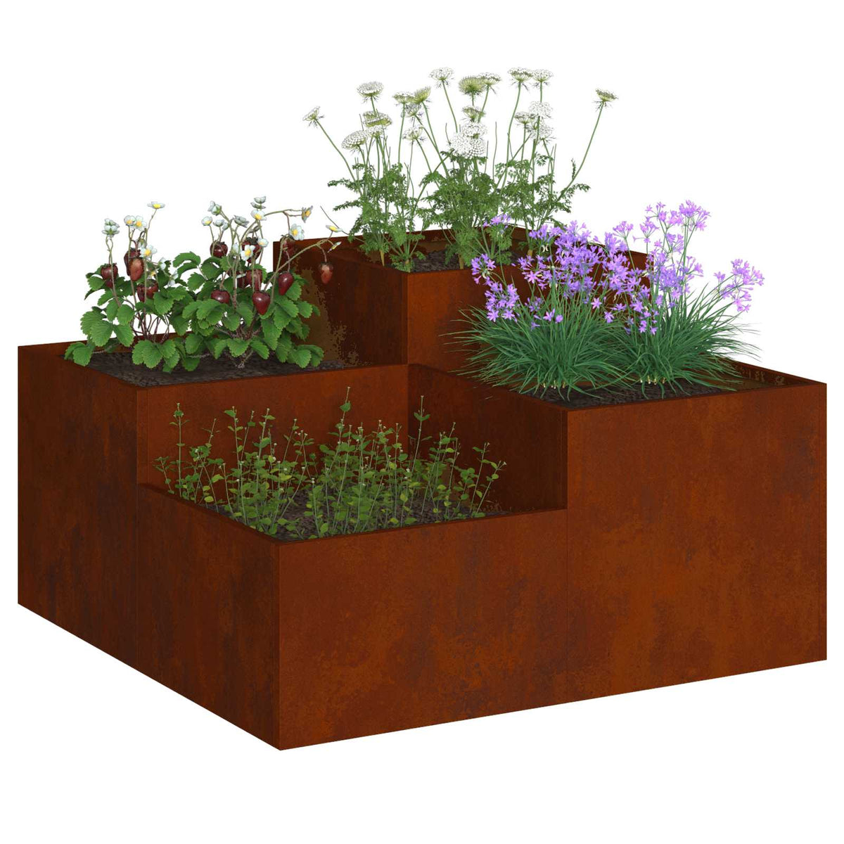 Maceta Para Jardín Oxidado 80 X 80 X 48 Cm Acero Autopatinable_2