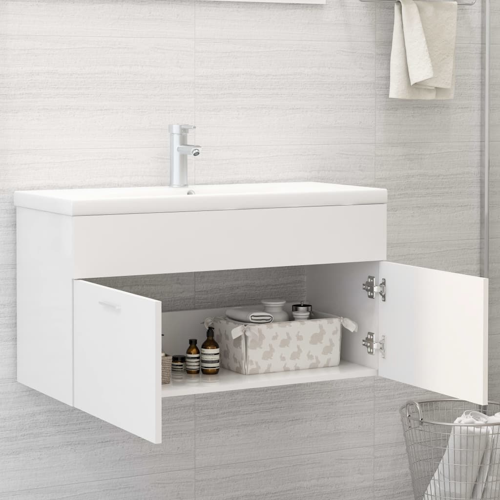 Mueble Con Lavabo Madera De Ingeniería Blanco_2