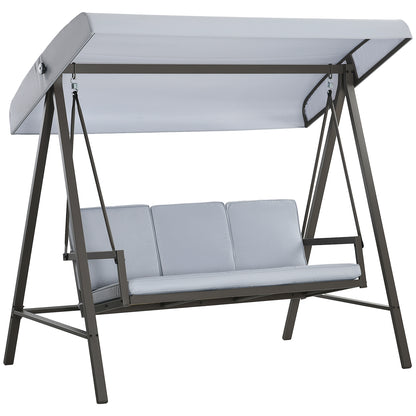 Outsunny Columpio De Jardín De 3 Plazas Con Toldo Ajustable 200x125x175 Cm Gris_0