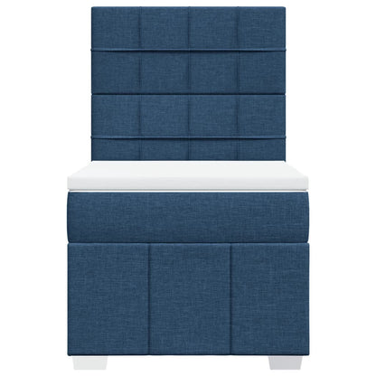 Cama Box Spring Con Colchón Tela Azul 100x200 Cm / Vetonek_0