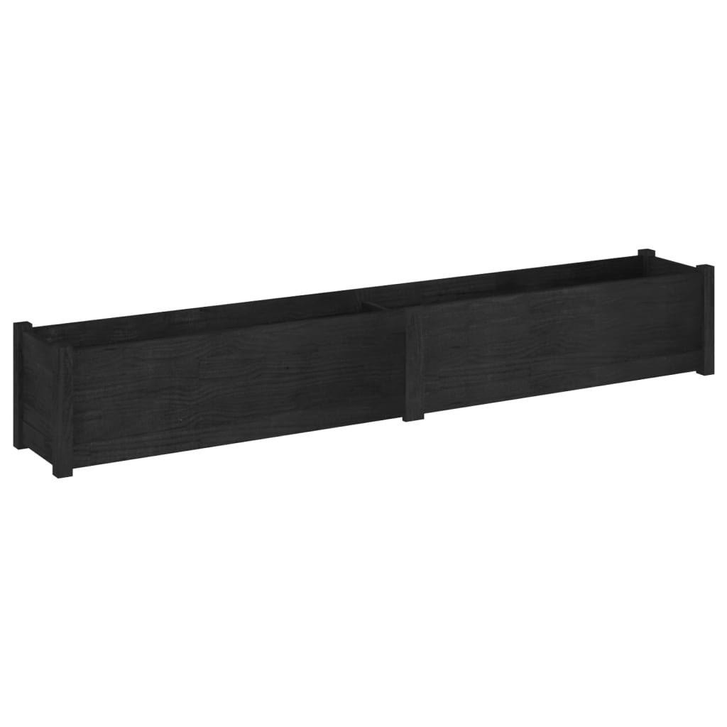Vidaxl Jardineras 2 Unidades Madera Maciza De Pino Negro 200x31x31 Cm_3