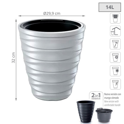 Maceta Freze 14l., Con Depósito, Dimensiones (mm) 299x299x320, Color Blanco_1