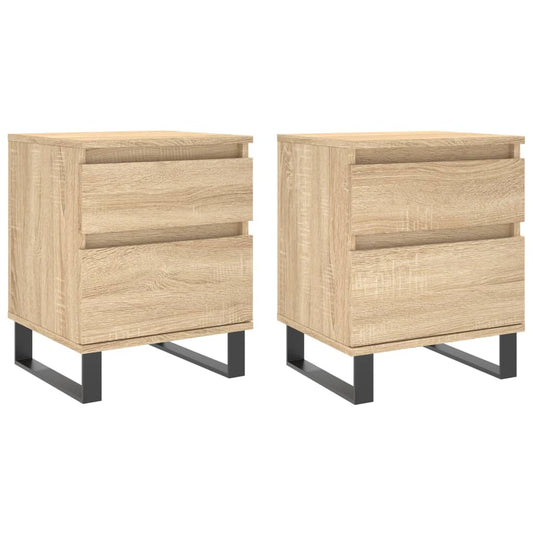 Mesitas Noche 2 Uds Madera Ingeniería Roble Sonoma 40x35x50 Cm_0