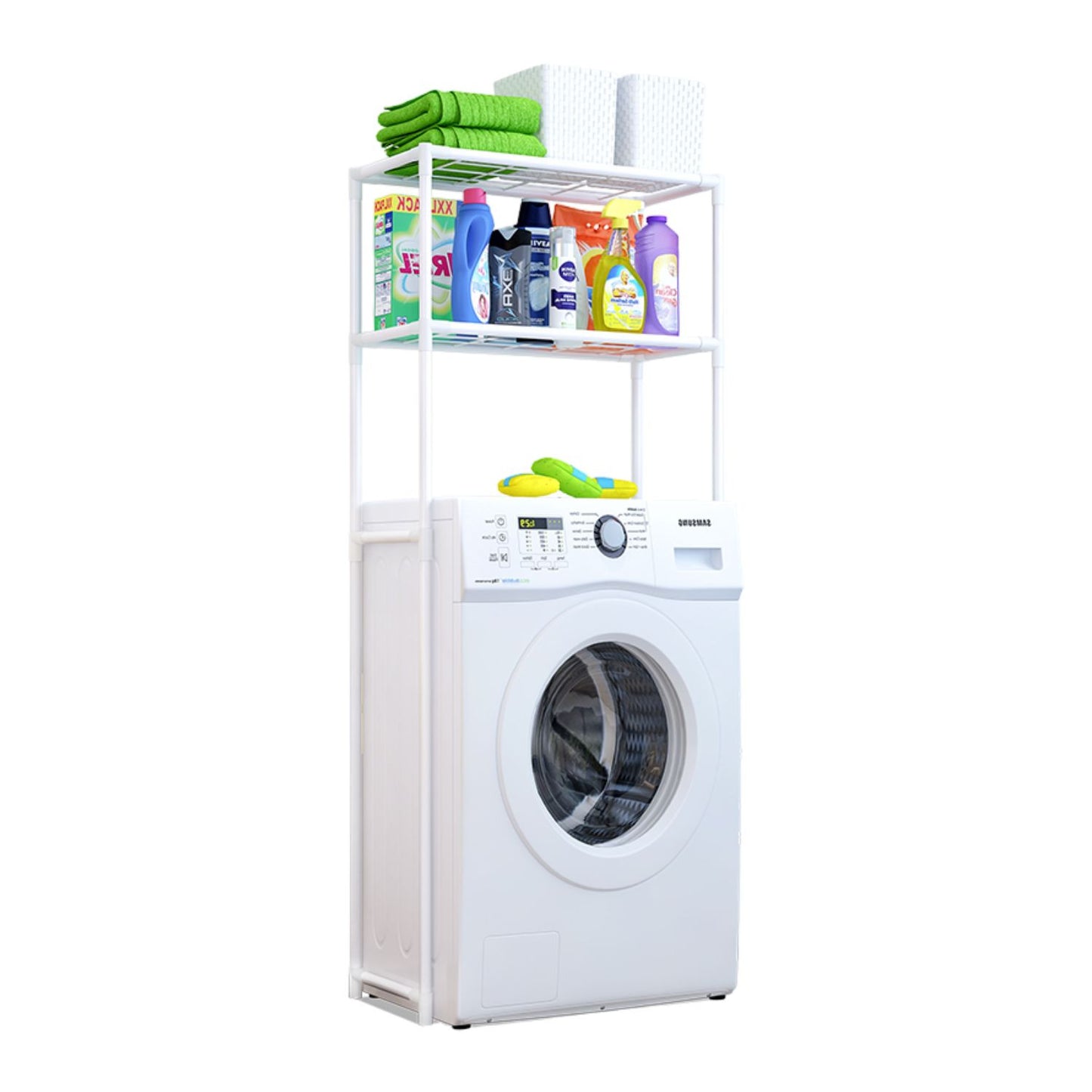 Estantería Metálica Blanca Para Baño 2 Baldas Salva Obstáculos 68x27,8x134_2