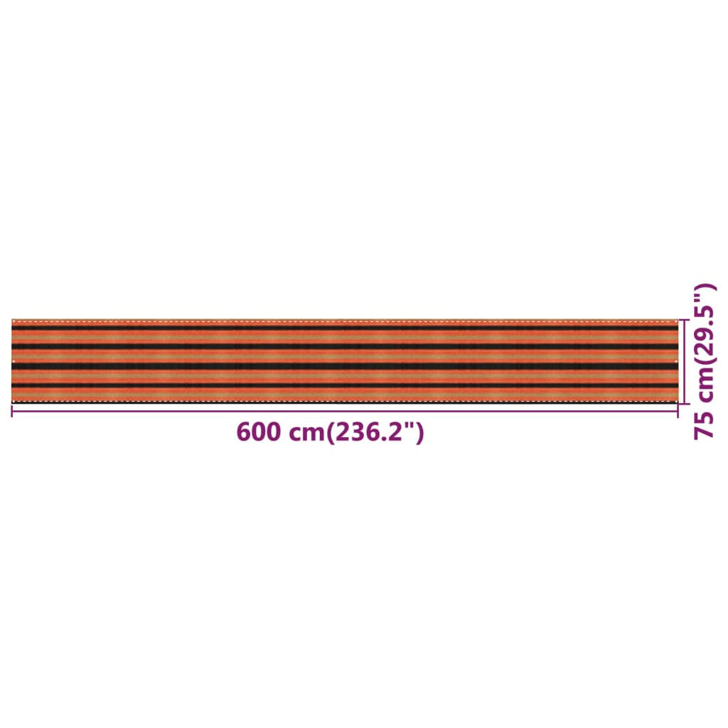 Vidaxl Toldo Para Balcón Hdpe Multicolor 75x600 Cm_4