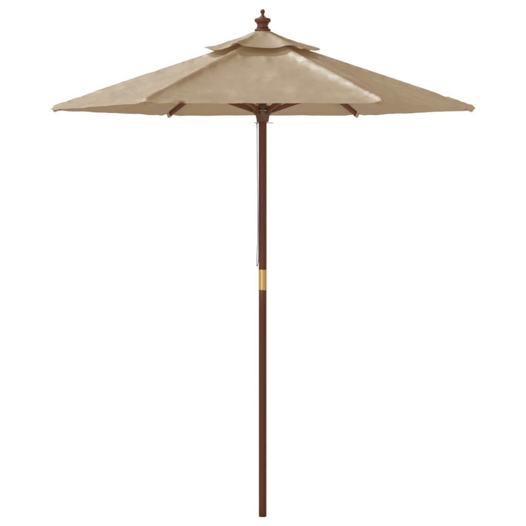 Vidaxl Sombrilla De Jardín Con Poste De Madera Gris Taupe 196x231 Cm_3