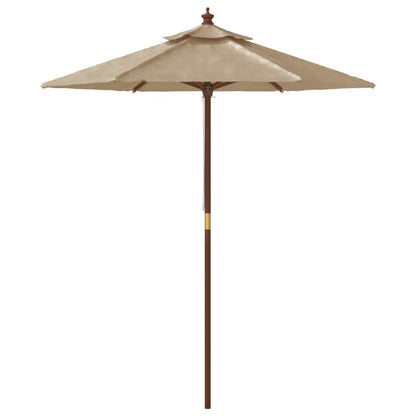 Vidaxl Sombrilla De Jardín Con Poste De Madera Gris Taupe 196x231 Cm_3
