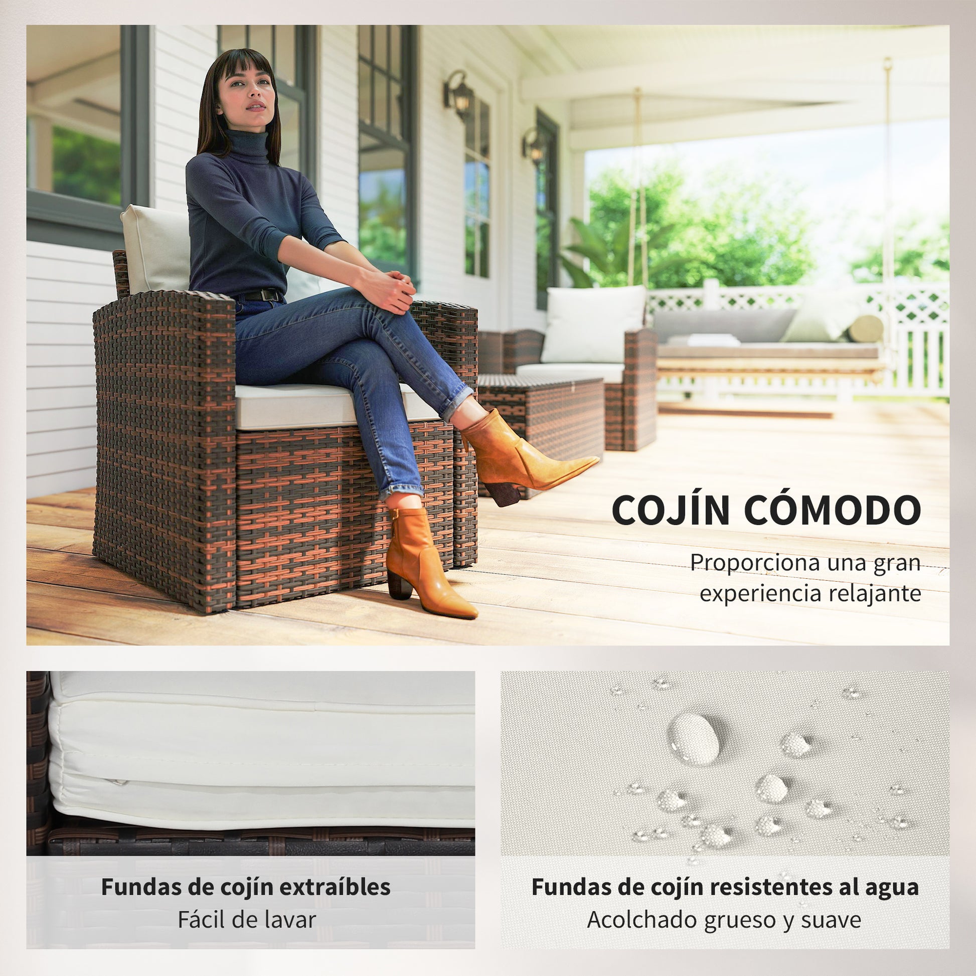 Outsunny Conjunto De Jardín Exterior De Ratán_4