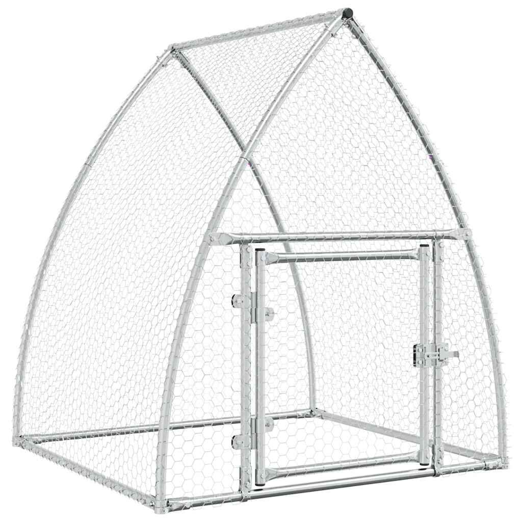 Vidaxl Jaula Para Gallinas Acero Galvanizado Plateado 100x105x120 Cm_0