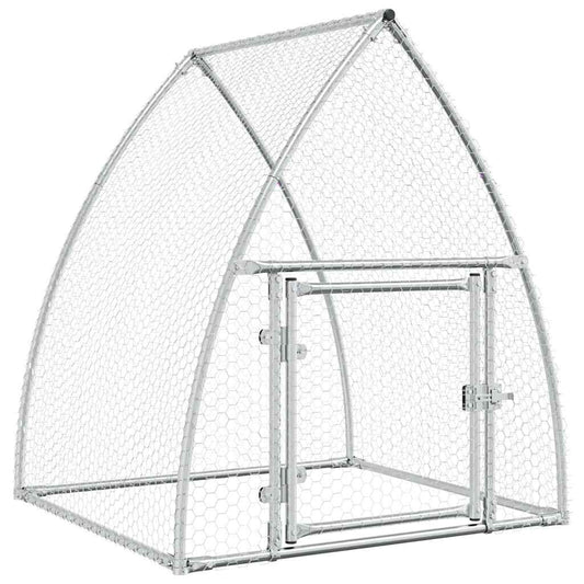Vidaxl Jaula Para Gallinas Acero Galvanizado Plateado 100x105x120 Cm_0