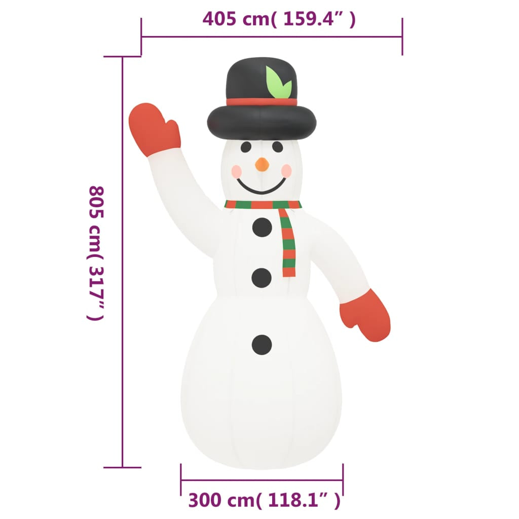 Vidaxl Muñeco De Nieve Inflable De Navidad Con Led 805 Cm_2