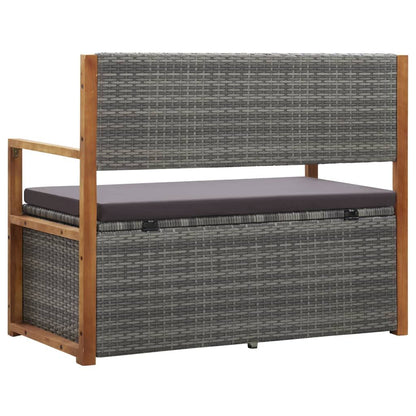 Vidaxl Banco De Almacenaje Ratán Sintético Madera Acacia Gris 115 Cm_4