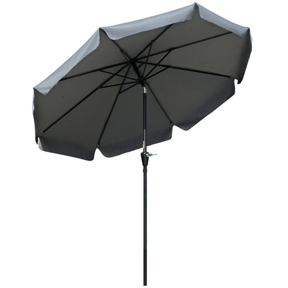 Outsunny Sombrilla De Jardín De Aluminio Ø266x250 Cm Con Ángulo Ajustable Gris_0
