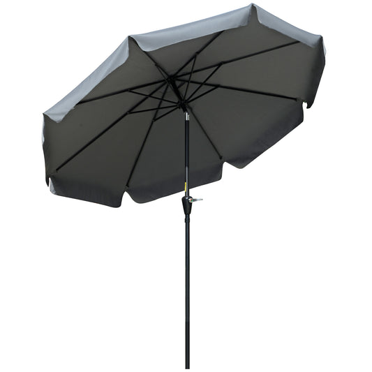 Outsunny Sombrilla De Jardín De Aluminio Ø266x250 Cm Con Ángulo Ajustable Gris_0