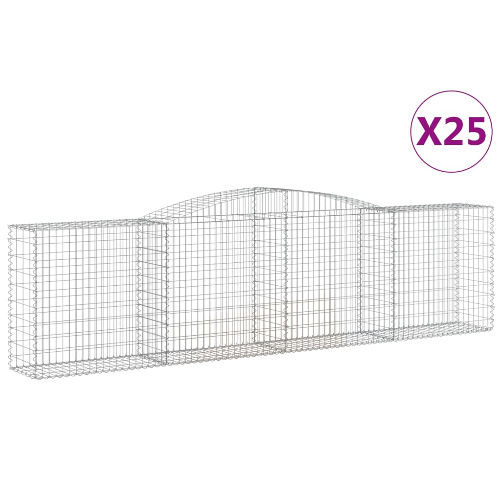 Cestas De Gaviones 25 Uds Forma De Arco Hierro 400x50x100/120cm_0