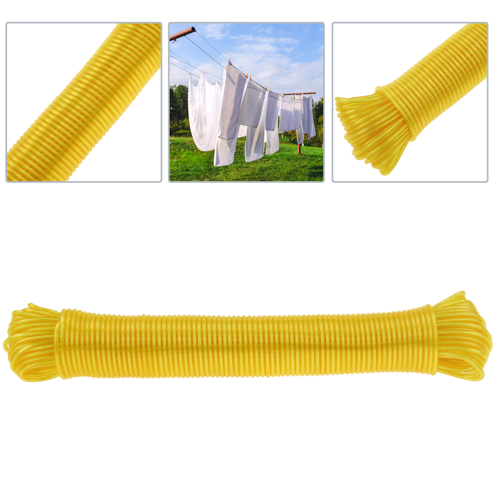 Cuerda De Tendedero De Pvc Con Núcleo De Polipropileno 20 M X 3 Mm Amarilla_1