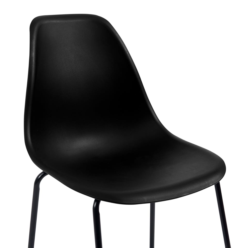 Taburetes De Cocina 4 Unidades Plástico Negro_4