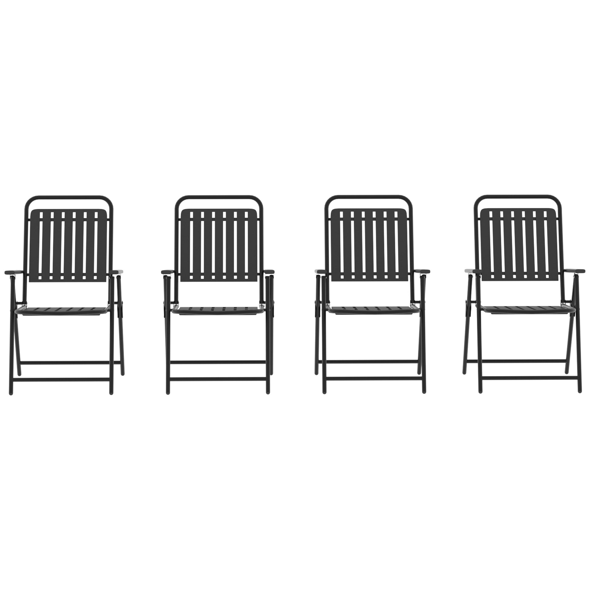 Outsunny Juego De 4 Sillas De Jardín Exterior Plegables 55x63x93 Cm Negro_4