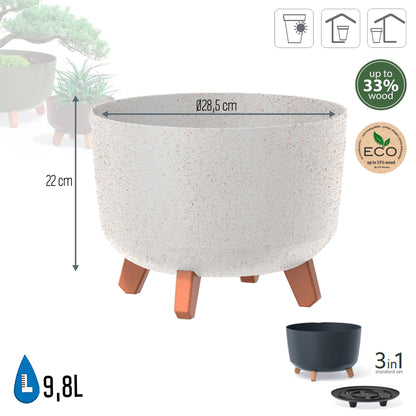 Macetero Color Blanco Roto,sin Depósito , Colección Gracia De 28,5 X 28,5 X 22 Cm, Capacidad De 9,8 L._2