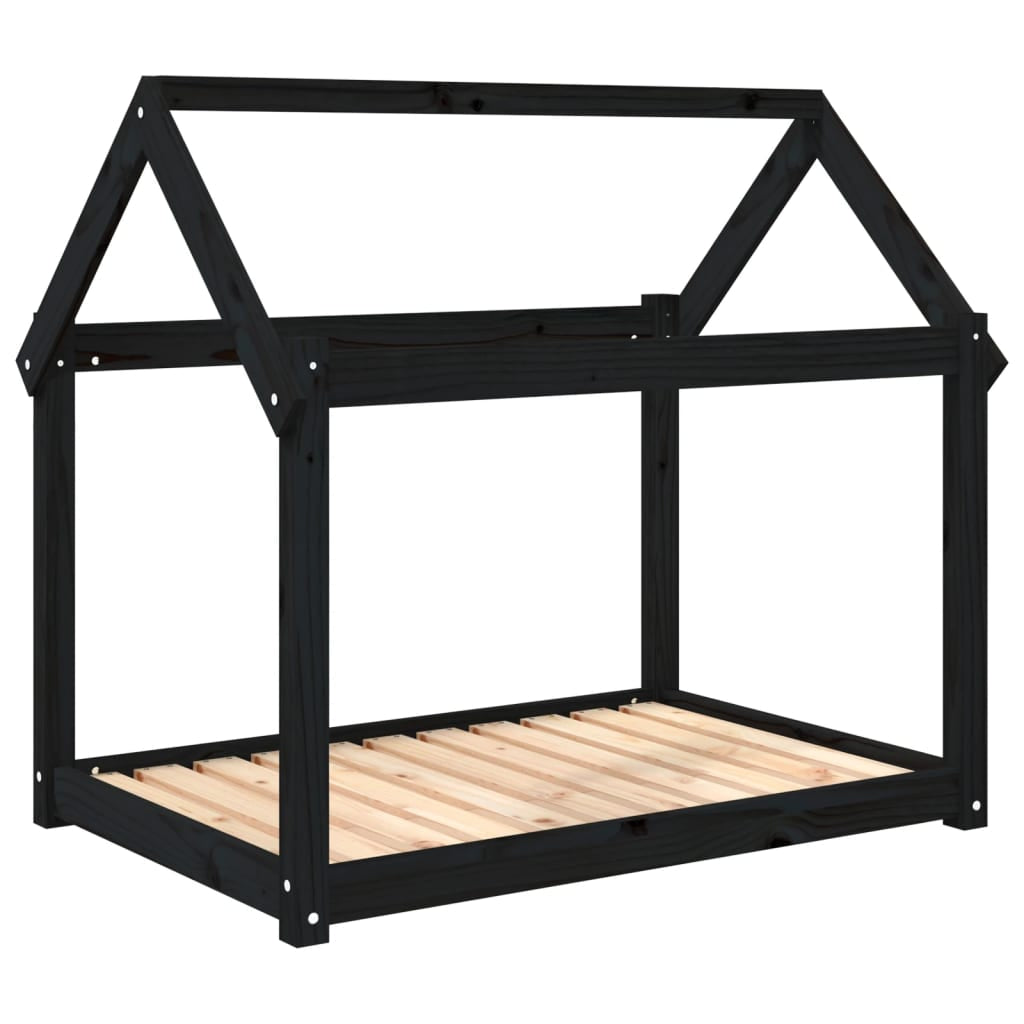 Vidaxl Cama Para Perros Madera Maciza De Pino Negro 101x70x90 Cm_0