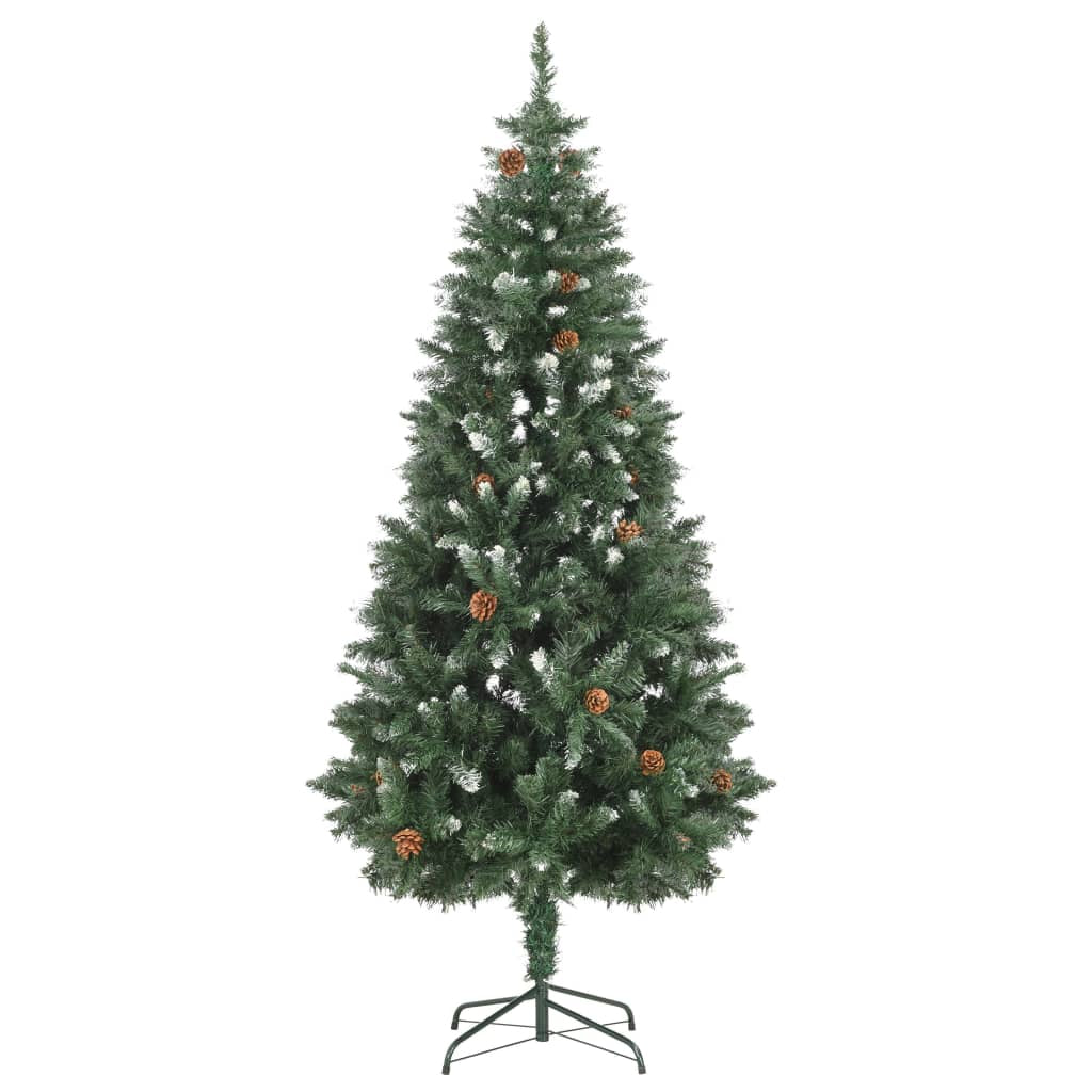 Vidaxl Árbol De Navidad Artificial Con Piñas Y Brillo Blanco 180 Cm_1