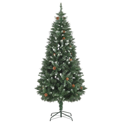 Vidaxl Árbol De Navidad Artificial Con Piñas Y Brillo Blanco 180 Cm_1