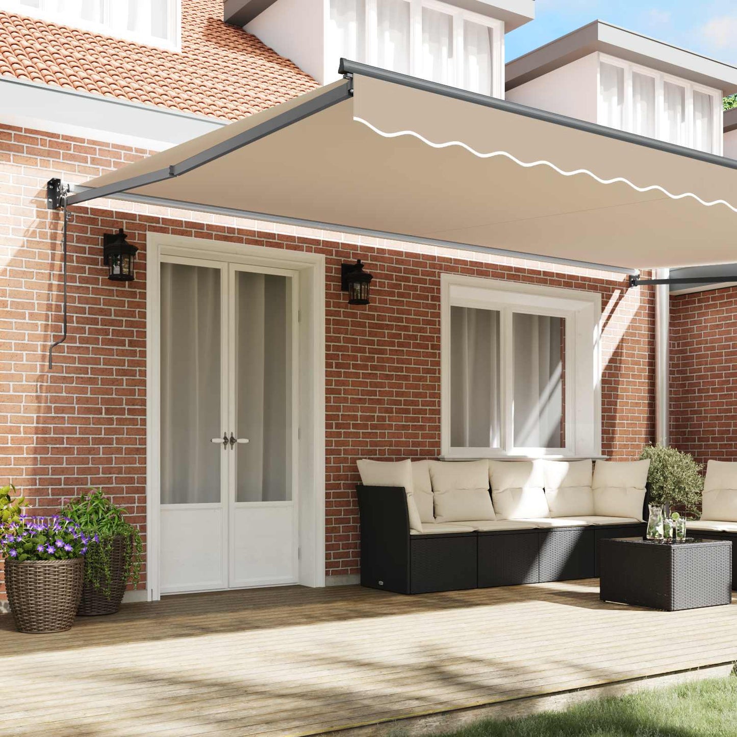 Toldo Retráctil Beige 500 X 300 X 165 Cm Poliéster Y Metal_2